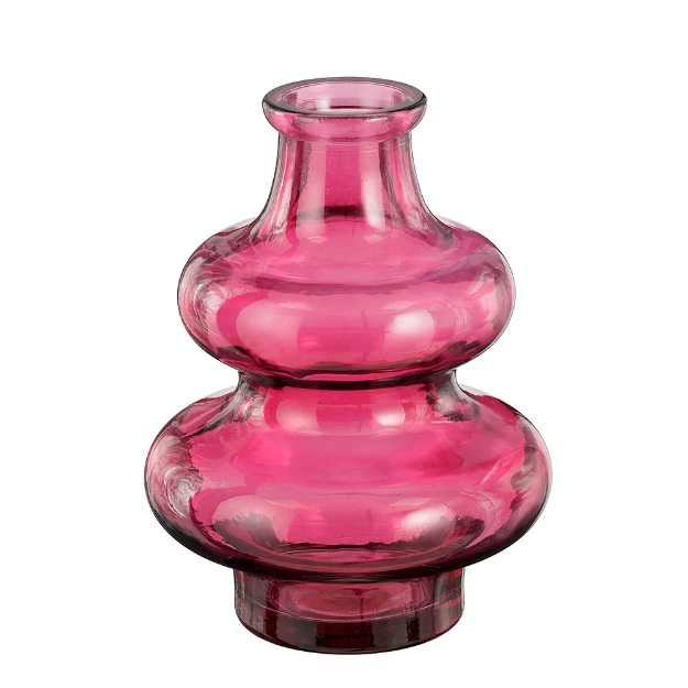 Image de Sira vase verre recycle rose f. h16cm - Mica