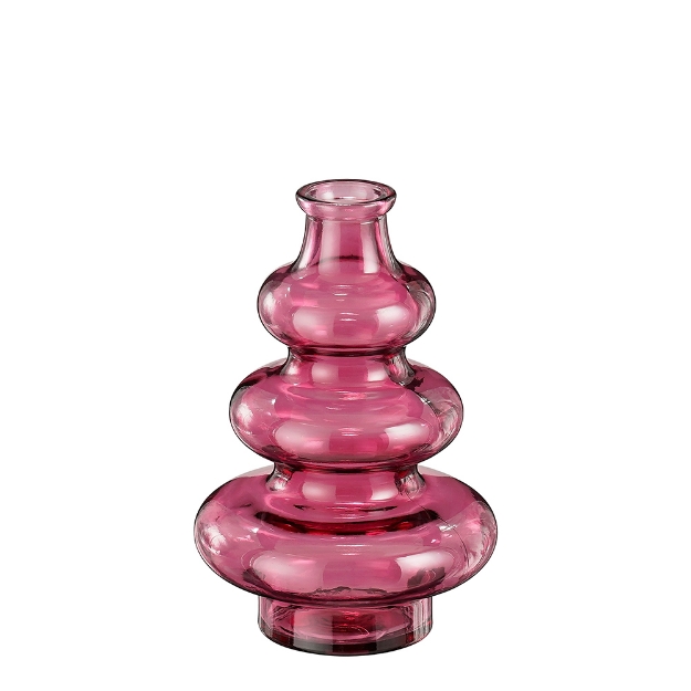 Image de Sira vase verre recycle rose f. h22cm - Mica