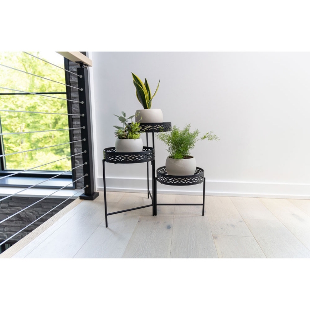 Image de gueridon triple nordic habitat noire h 46 cm 59 x 52 cm