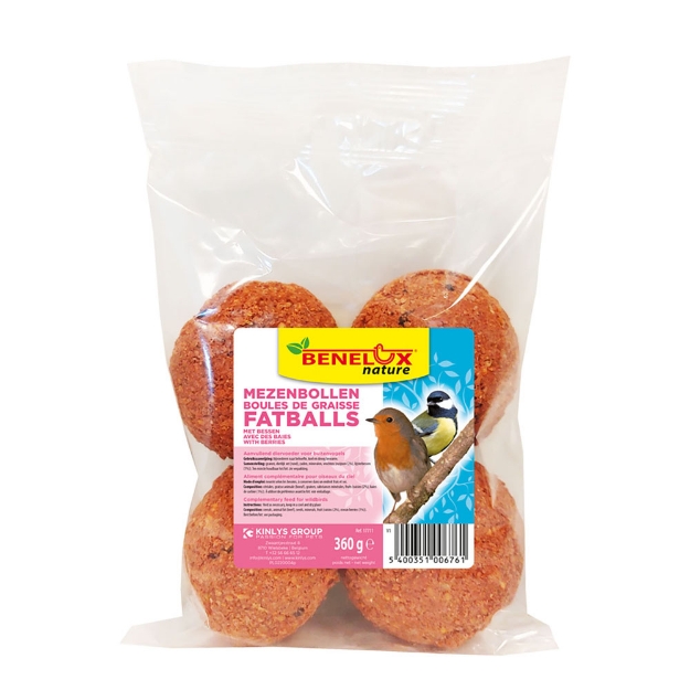 Image de Boules de graisse par 4 pièces de baies/fruits sans filet 360g