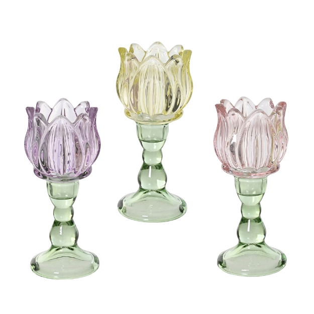 Image de Bougeoir verre fleur - Decoris