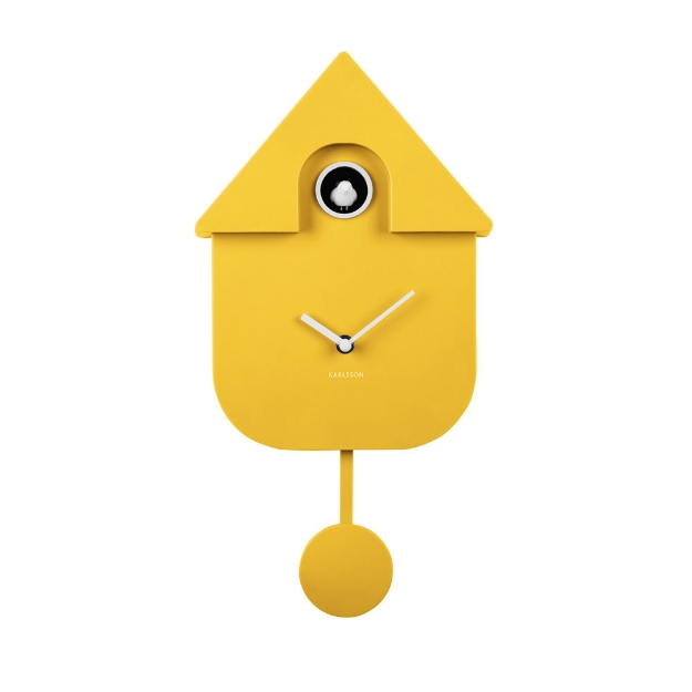 Image de Horloge murale Modern Coucou ABS jaune brillant - Karlsson