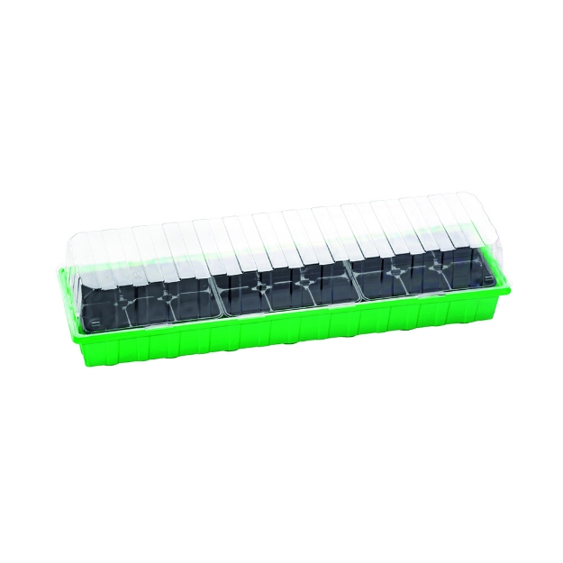 Image de Mini-serre L PLUS PP Mini-serre 54 x 15 x 12 cm 
+ 18 Pots en plastique 6 cm carré