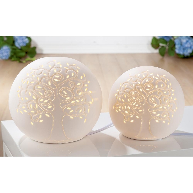 Image de Lampe Porcelaine boule arbre vie - GILDE