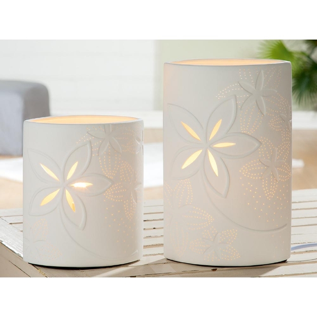 Image de Lampe Porcelaine ellipse "Bonheur" - GILDE