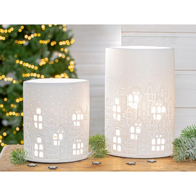 Image de Lampe Porcelaine blanc maison L - GILDE