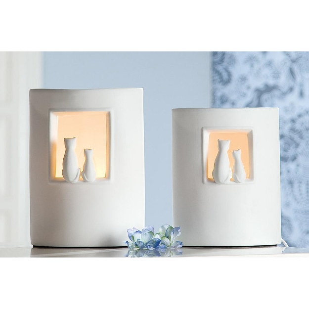 Image de Lampe Porcelaine 2 chats fenêtre  - GILDE