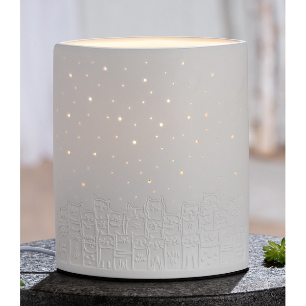 Image de Lampe de table, ovale, "Bande de chats"  - GILDE