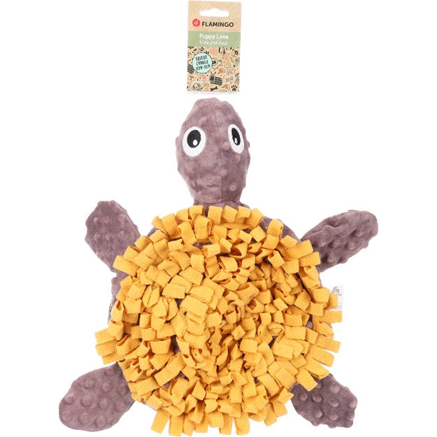 Image de TAPIS À RENIFLER MORGANO TORTUE OCRE/TAUPE 38x39x6,5CM