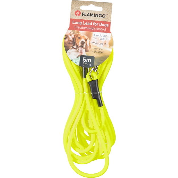 Image de Chien Laisse d'entraînement et à pister Caspar Jaune fluo 5m 6mm