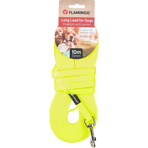 Image de Chien Laisse d'entraînement et à pister Caspar Jaune fluo 10m 13mm