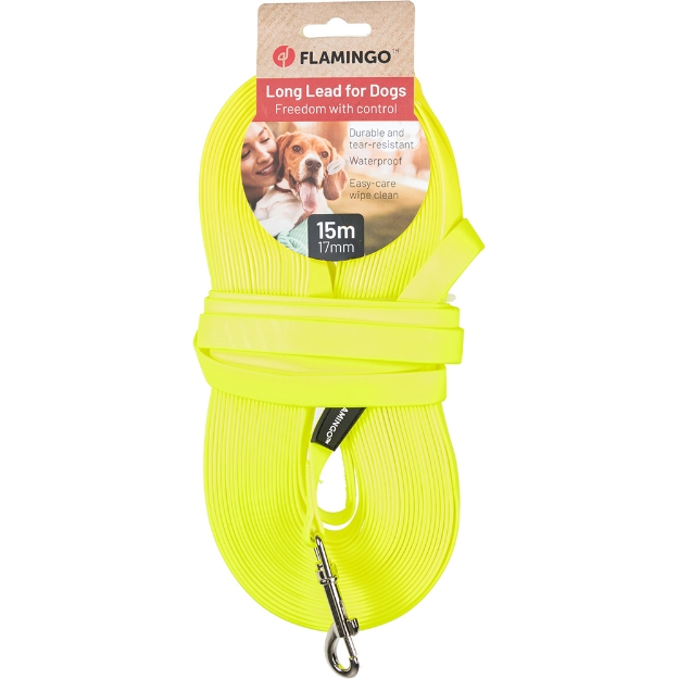 Image de Chien Laisse d'entraînement et à pister Caspar Jaune fluo 15m 17mm