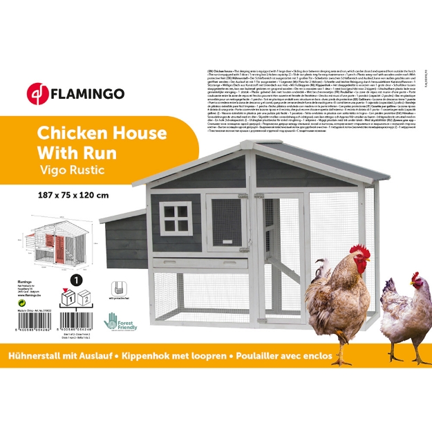 Image de POULAILLER AVEC ENCLOS VIGO RUSTIC 187x75x122,5CM