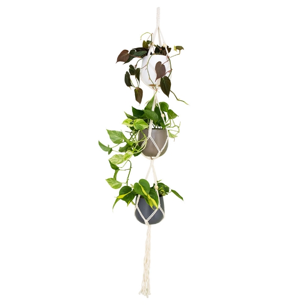 Image de MACRAMÉ TRIPLE NŒUD PIERRES BLANC 160 CM