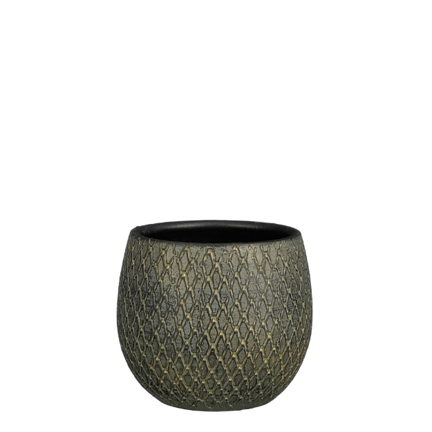 Image de Madeira pot ronde vert - h18xd18cm - Mica