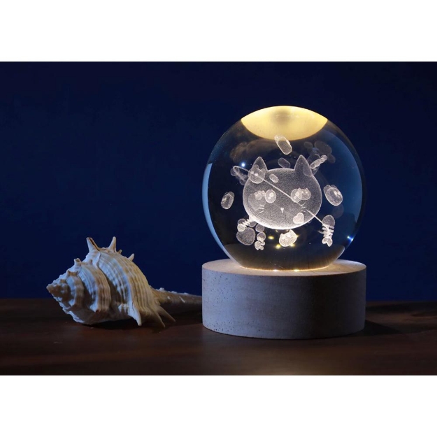 Image de Lampe Boule de cristal Chat S - itotal