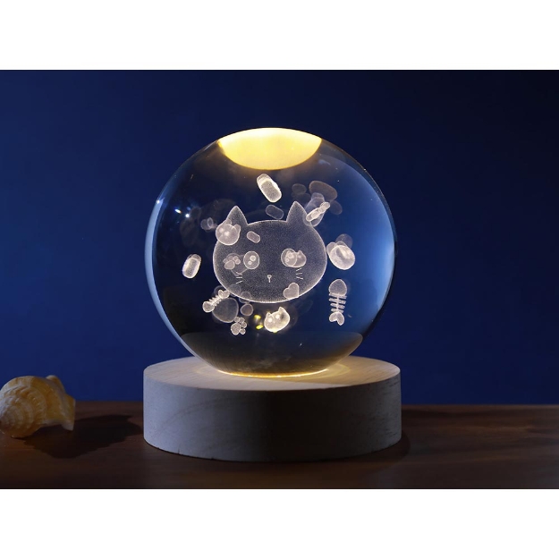 Image de Lampe Boule de cristal Chat M - itotal