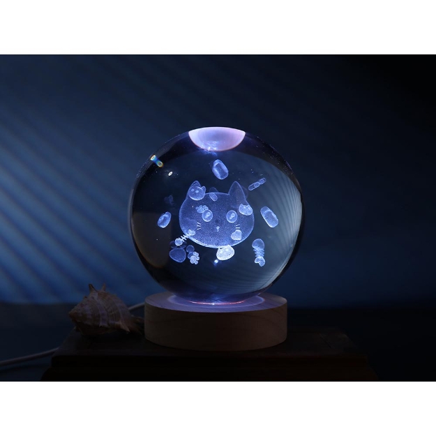 Image de Lampe Boule de cristal Chat L - itotal