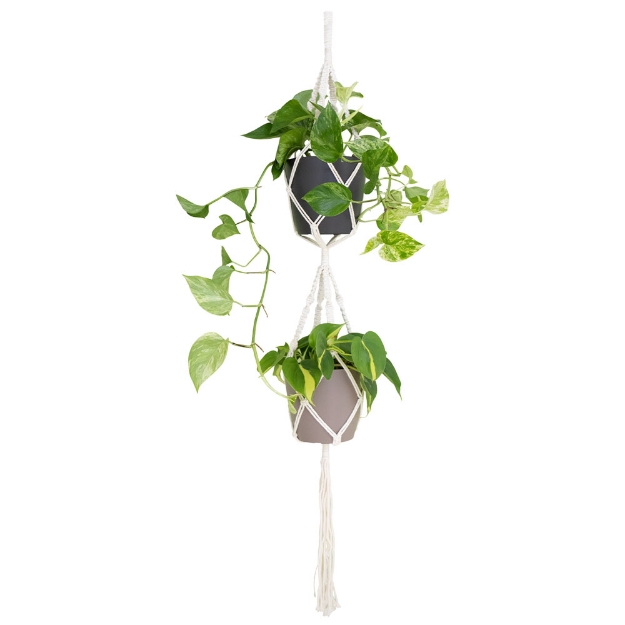 Image de MACRAMÉ DOUBLE NŒUD CARRÉ BLANC 120 CM