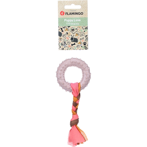 Image de JOUET CHIOT TPR BUNTY ANNEAU TAUPE 17x7,3x2,1CM