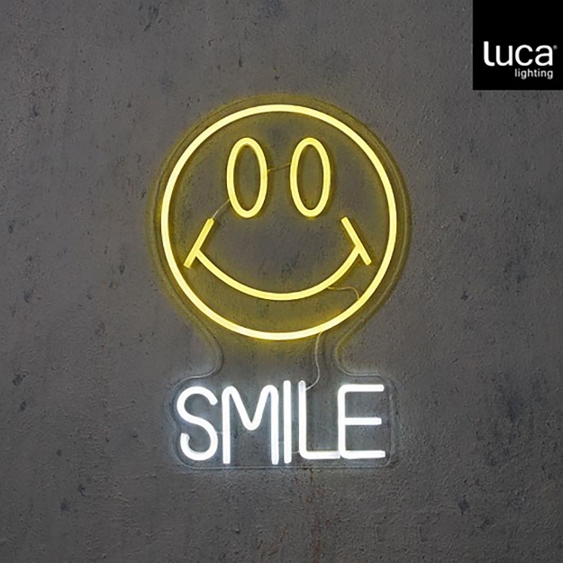 Image de Néon LED Smile jaune - 30 x 44 cm