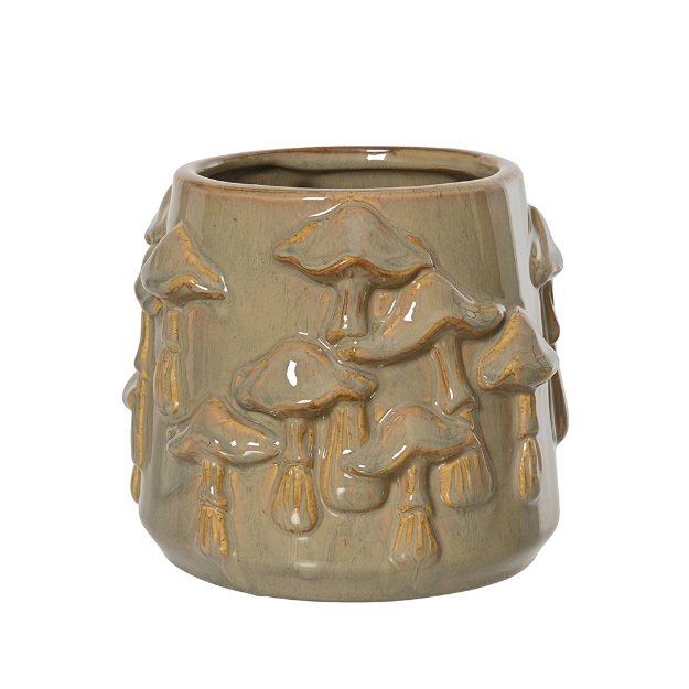 Image de Cache-pot porcelaine cylindre glacis reactif champignon