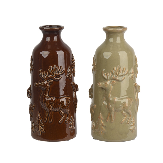 Image de Vase porcelaine cylindre glacis reactif foret