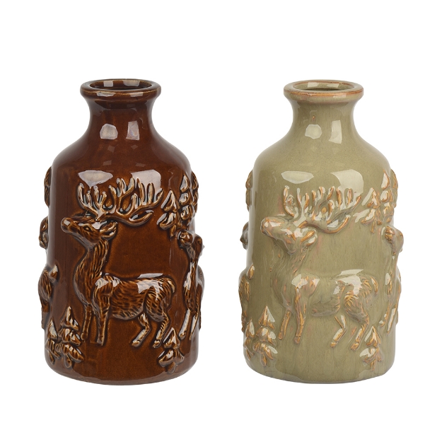 Image de Vase porcelaine cylindre glacis reactif foret