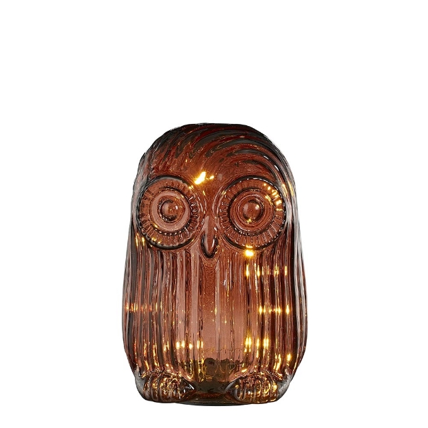 Image de Decoration hibou marron foncé  led fonctionnant sur batterie - Mica