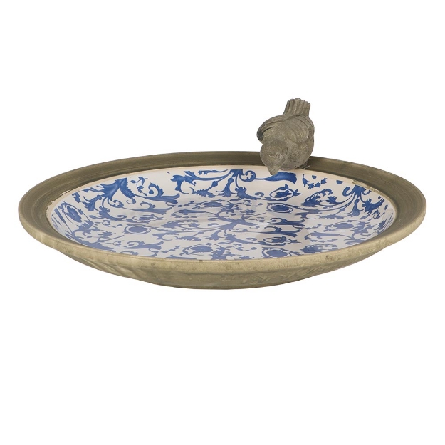 Image de Bain d'oiseau en céramique patiné