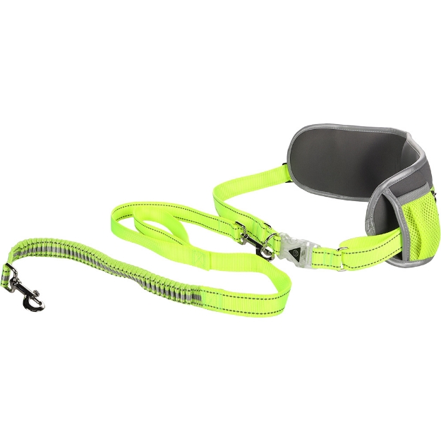 Image de Laisse jogging avec ceinture ventrale Jaune fluo 118cm 80-140cm