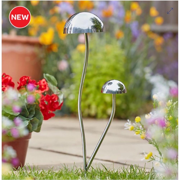 Image de Pique champignon acier GazeShrooms double - H.40 cm