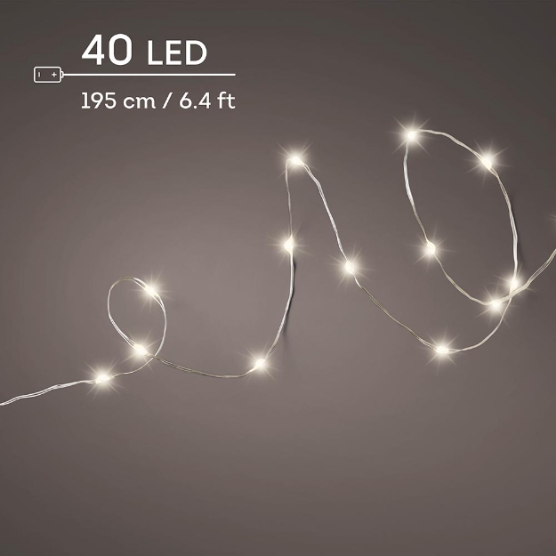 Image de Micro LED guirl lumineuse BO int 195cm-40Largent/Blanc chaud