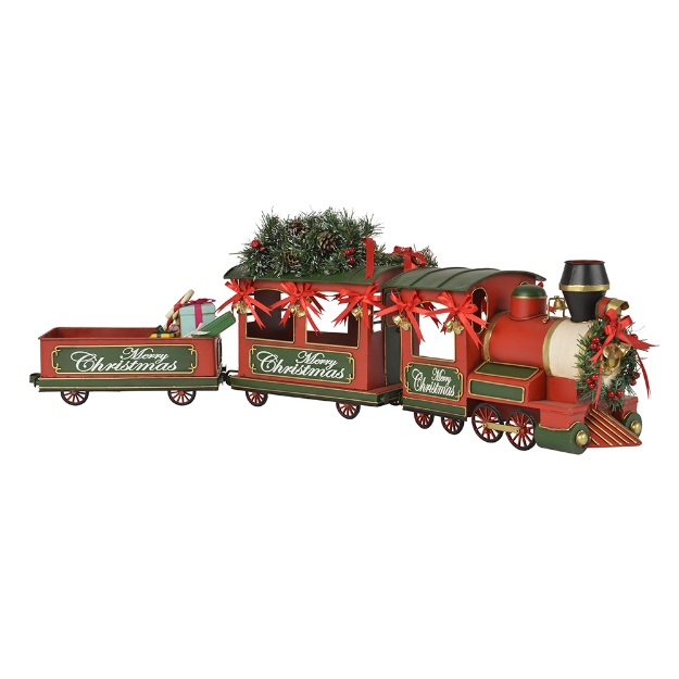 Image de train fer a/arbre/cadeaux arbr a/baies/pom pin /cloches