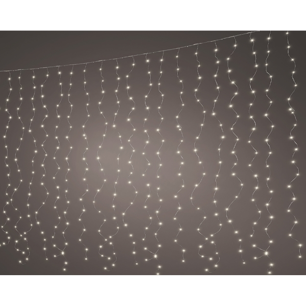Image de Micro LED rideau lumineux 400L argent/Blanc chaud