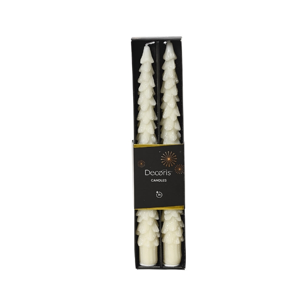 Image de Bougie cierge  cire paillettes blanc laine H25