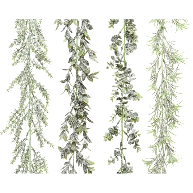 Image de Guirlande plastique neige vert/bl L180