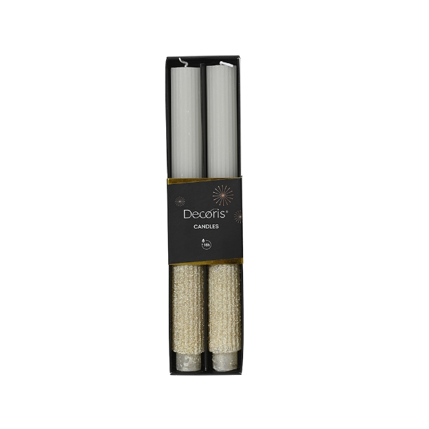 Image de Bougie cierge longue granules/paillettes bl laine