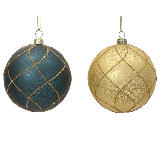 Image de Boules polyst finition antique paillettes or D8