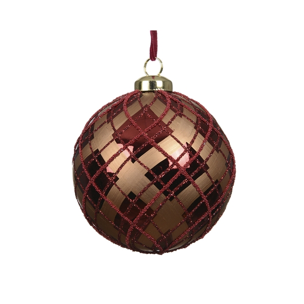 Image de Boules polyst brillant croisillons perles rocaille bordeaux D10