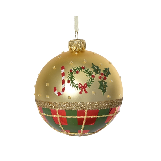 Image de Boule verre mat joy, bas tartan D8