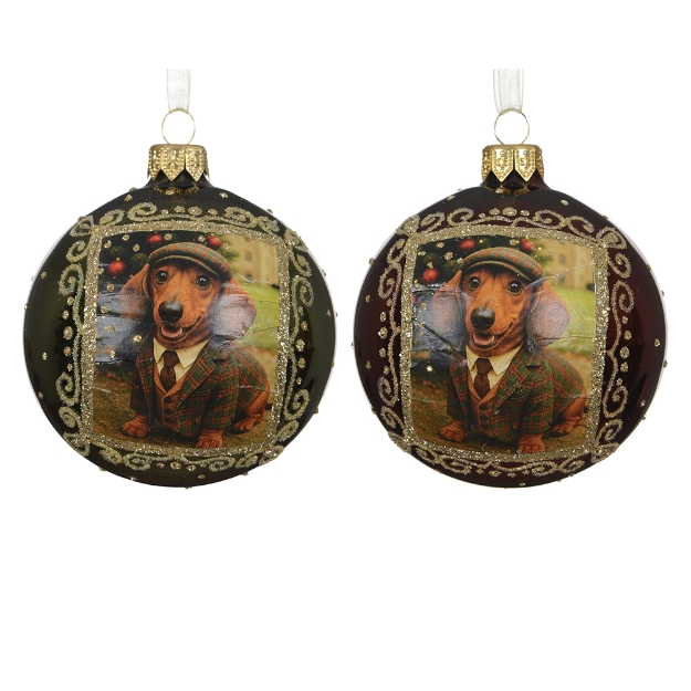 Image de Boule verre brillant chien 2col D8