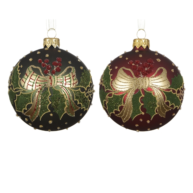 Image de Boule verre mat noeud a/houx 2col D8