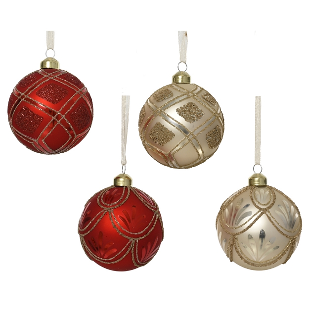 Image de Boule verre interieur argent a/paillettes/perles/sequins D8