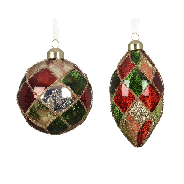 Image de Boules verre finition antique a/croisillons perles D8