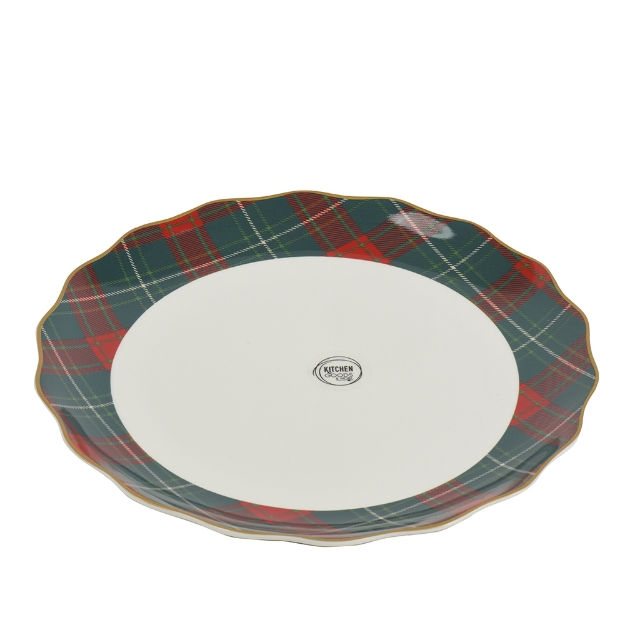 Image de Assiette plate porc rond a/bord ondule tartan D26,3