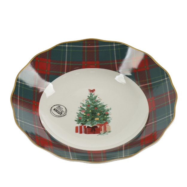 Image de Bol porcelaine rond a/bord ondule tartan D22,5