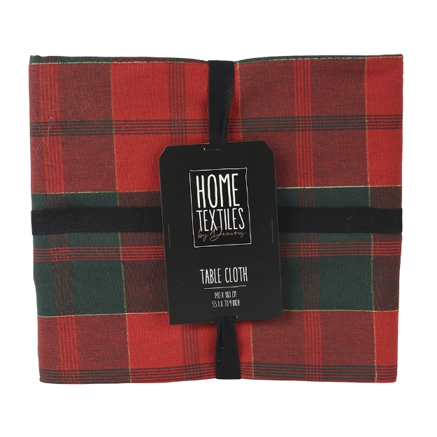 Image de Nappe coton rectangulaire tartan L180  vert/rge
