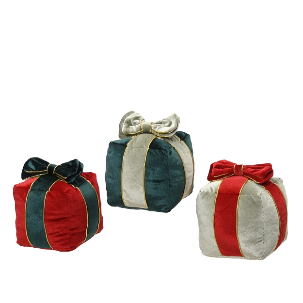 Image de Boite cadeau velours pol cadeau noeud 3col H18
