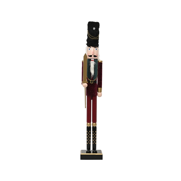 Image de Casse-noisette bois  velours a/pois bord/coul H48